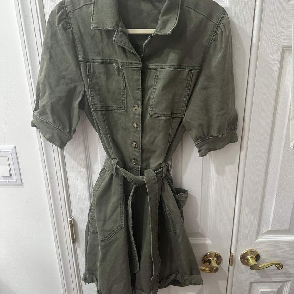 PAIGE Olive Utility Romper with Belt